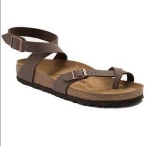 Brown ankle wrap Birkenstocks